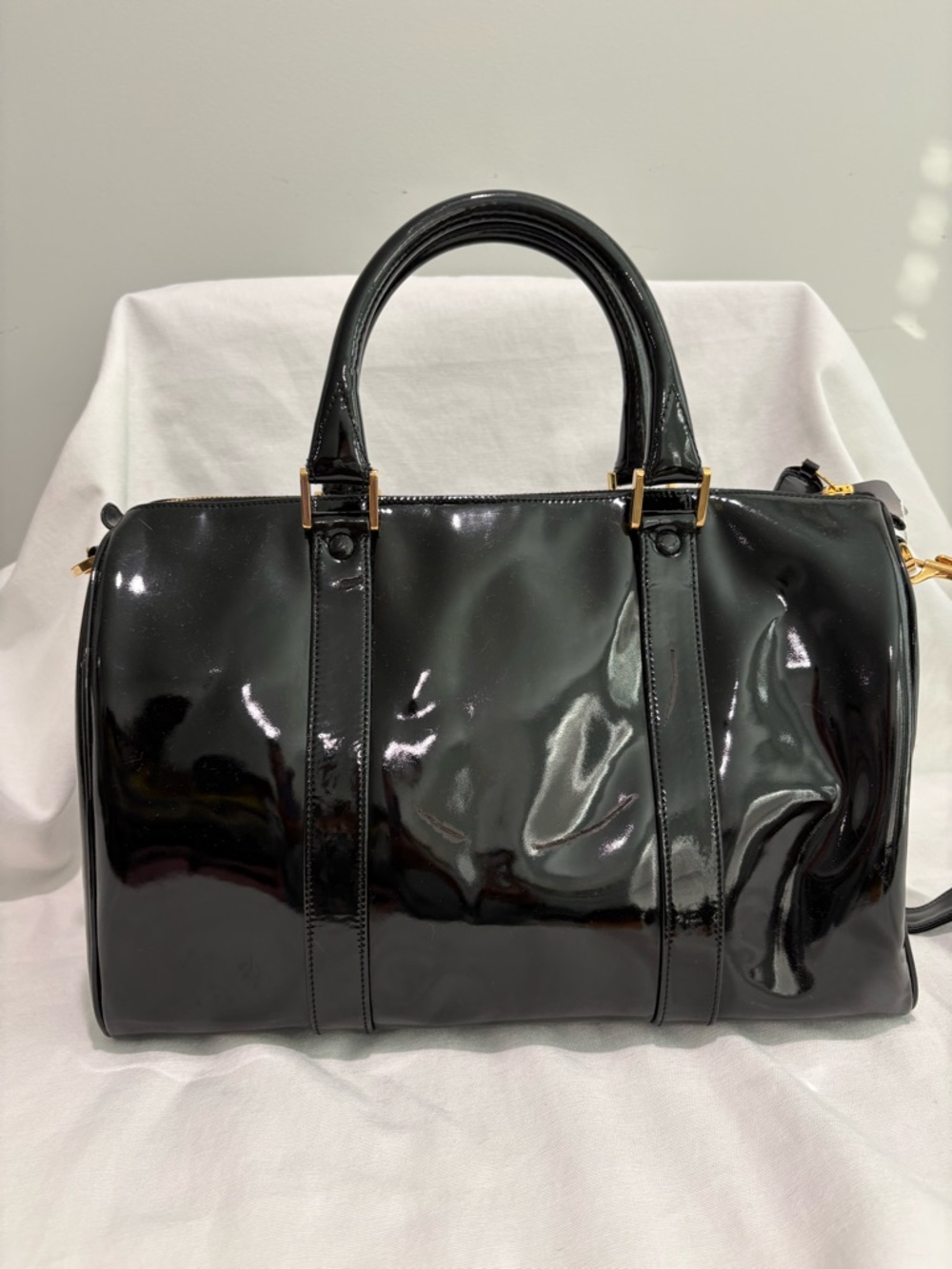 Authentic Chanel Patent Leather Bowler travel  Bag with certificate black Boston - Picture 4 of 16